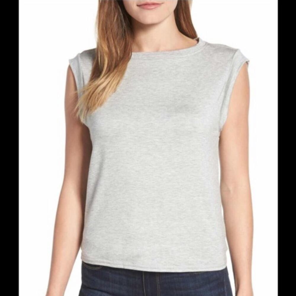 NWOT Caslon Gray Heather Open Back Tie Back Tank Top Size XXL